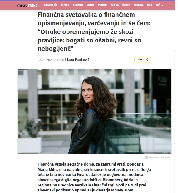 Metropolitan, mediji, članek, Finančna svetovalka o finančnem opismenjevanju, varčevanju in še čem: “Otroke obremenjujemo že skozi pravljice: bogati so ošabni, revni so nebogljeni!”